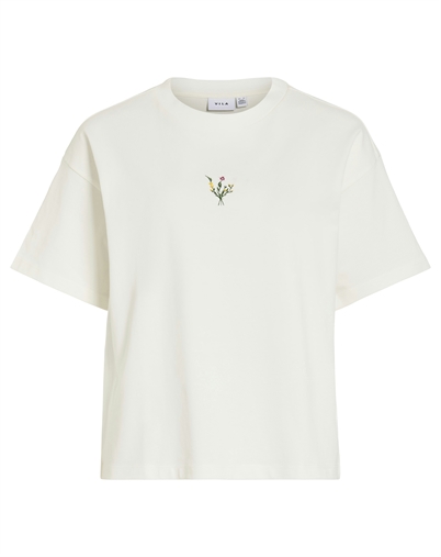 Vila - VIMonie Floral Embrodery T-Shirt - Snow White 